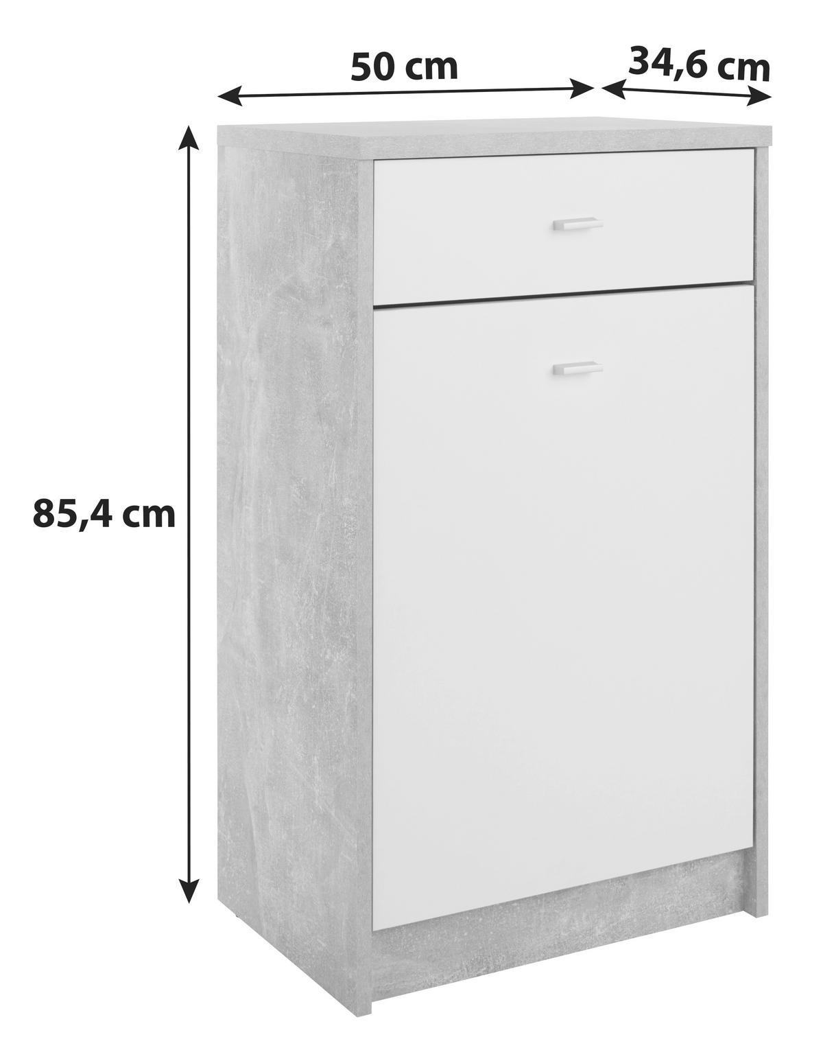 Comodă 4-You - alb/culoare lemn stejar, Modern, material pe bază de lemn (50/85,4/34,6cm) - Modern Living