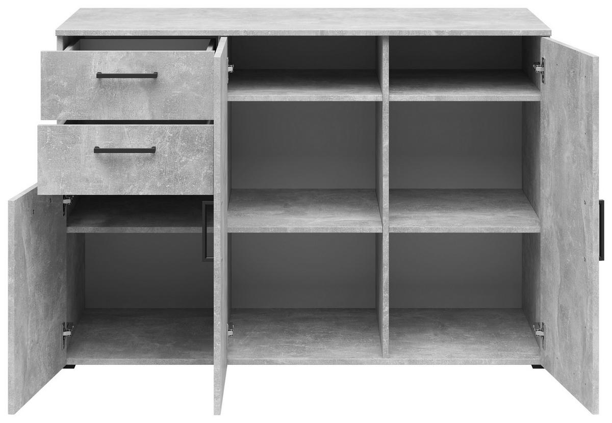 Kommode Multistauraum Betonoptik - Anthrazit/Schwarz, MODERN, Holzwerkstoff/Kunststoff (120/83/52cm) - Mömax