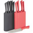 Messerblock Sara in Grau/rot/schwarz - Rot/Silberfarben, MODERN, Kunststoff/Metall (15,5/6,5/23cm) - MÖMAX modern living