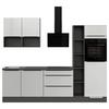Küchenblock IBZ ohne Geräte ca. 280 cm Weiß Hochglanz - Weiß Hochglanz/Dunkelgrau, Design, Holzwerkstoff/Metall (280cm) - Impuls