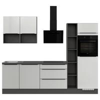Küchenblock IBZ ohne Geräte ca. 280 cm Weiß Hochglanz - Weiß Hochglanz/Dunkelgrau, Design, Holzwerkstoff/Metall (280cm) - Impuls