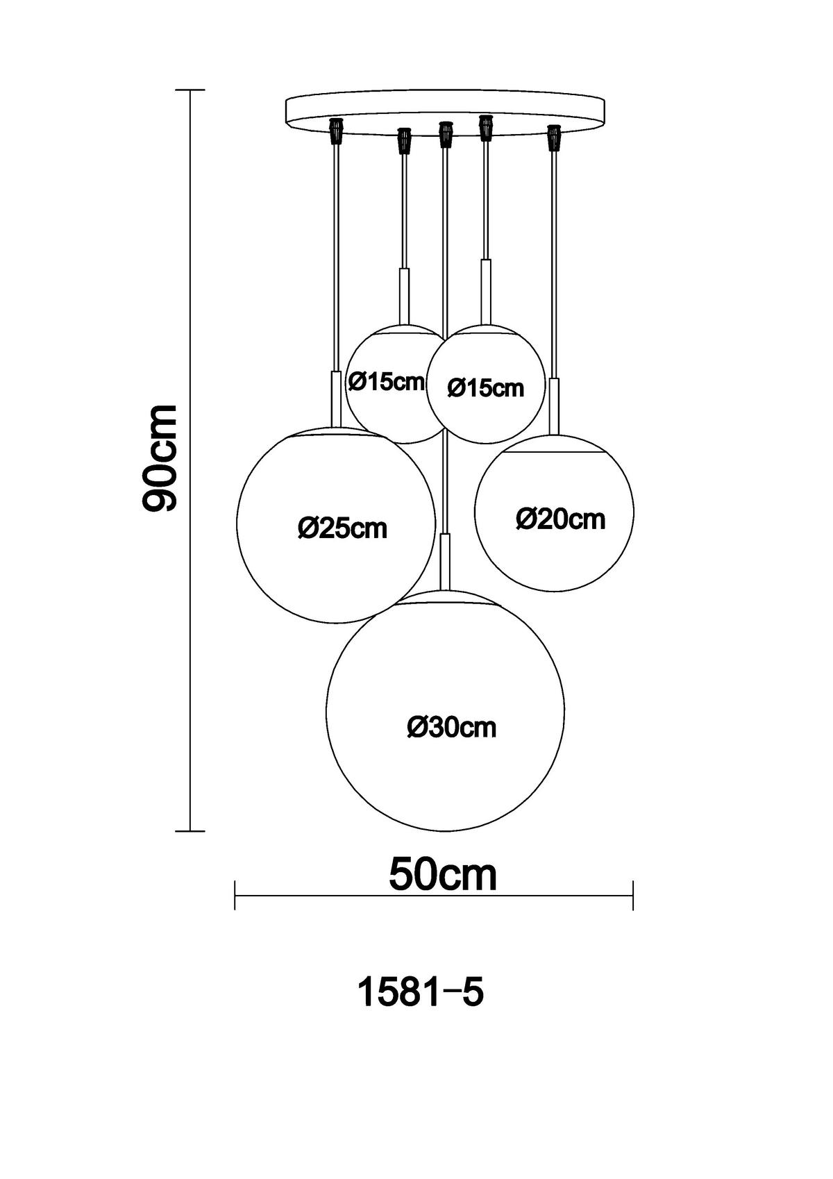 VISEĆA SVJETILJKA BALLA - boje nikla/opalna, Basics, staklo/metal (50/90cm) - Globo