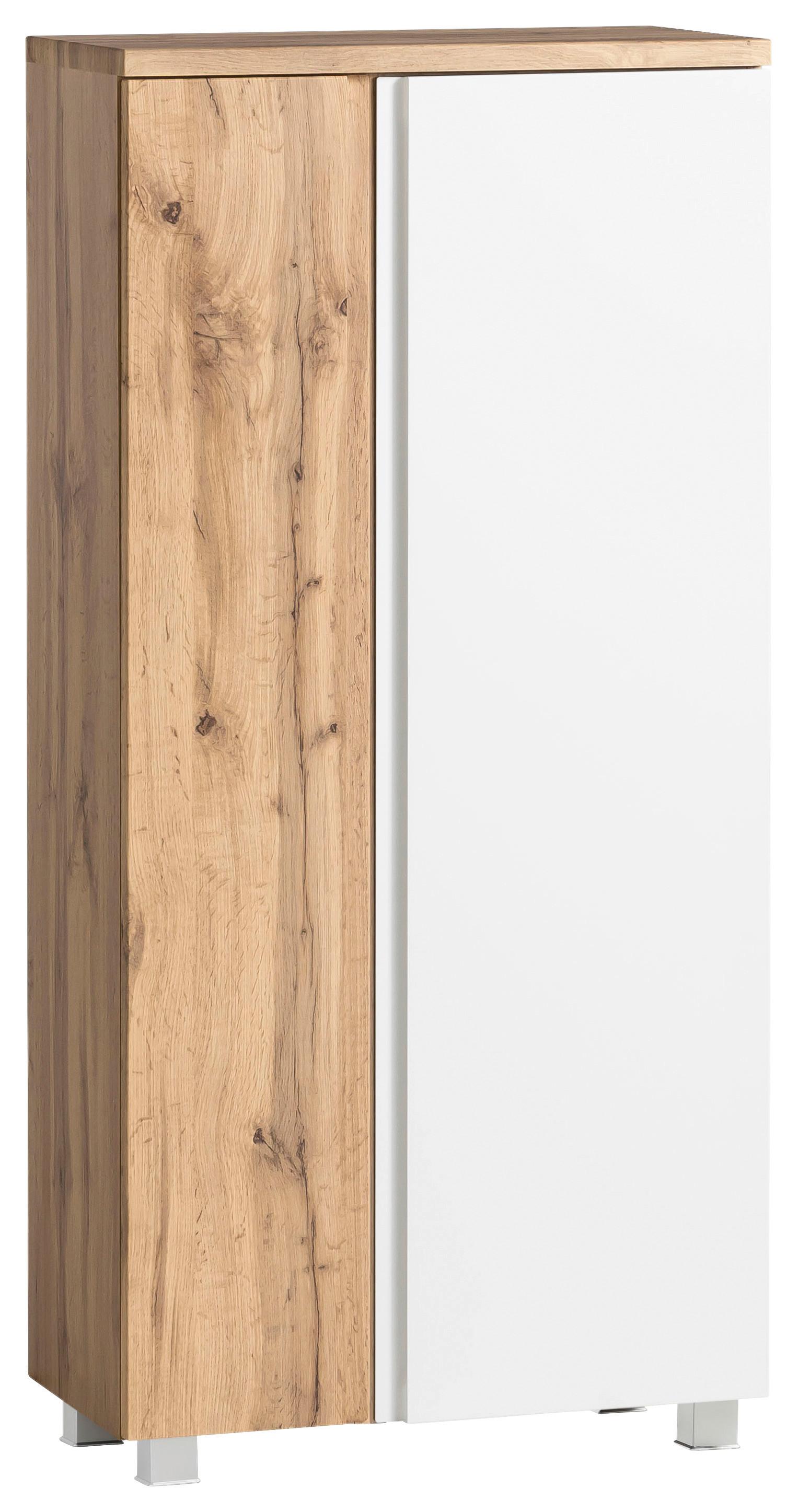 Midischrank Varese ca. 65x130 cm Weiß/Eiche - Eiche Wotan/Weiß, MODERN, Holzwerkstoff (65/130/35cm) - Held