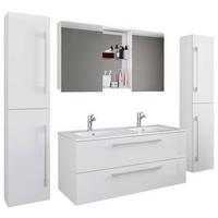 Badezimmer Budasi 5-tlg. ca. 178 cm Weiß - Alufarben/Weiß, MODERN, Keramik/Holzwerkstoff (178cm) - MID.YOU
