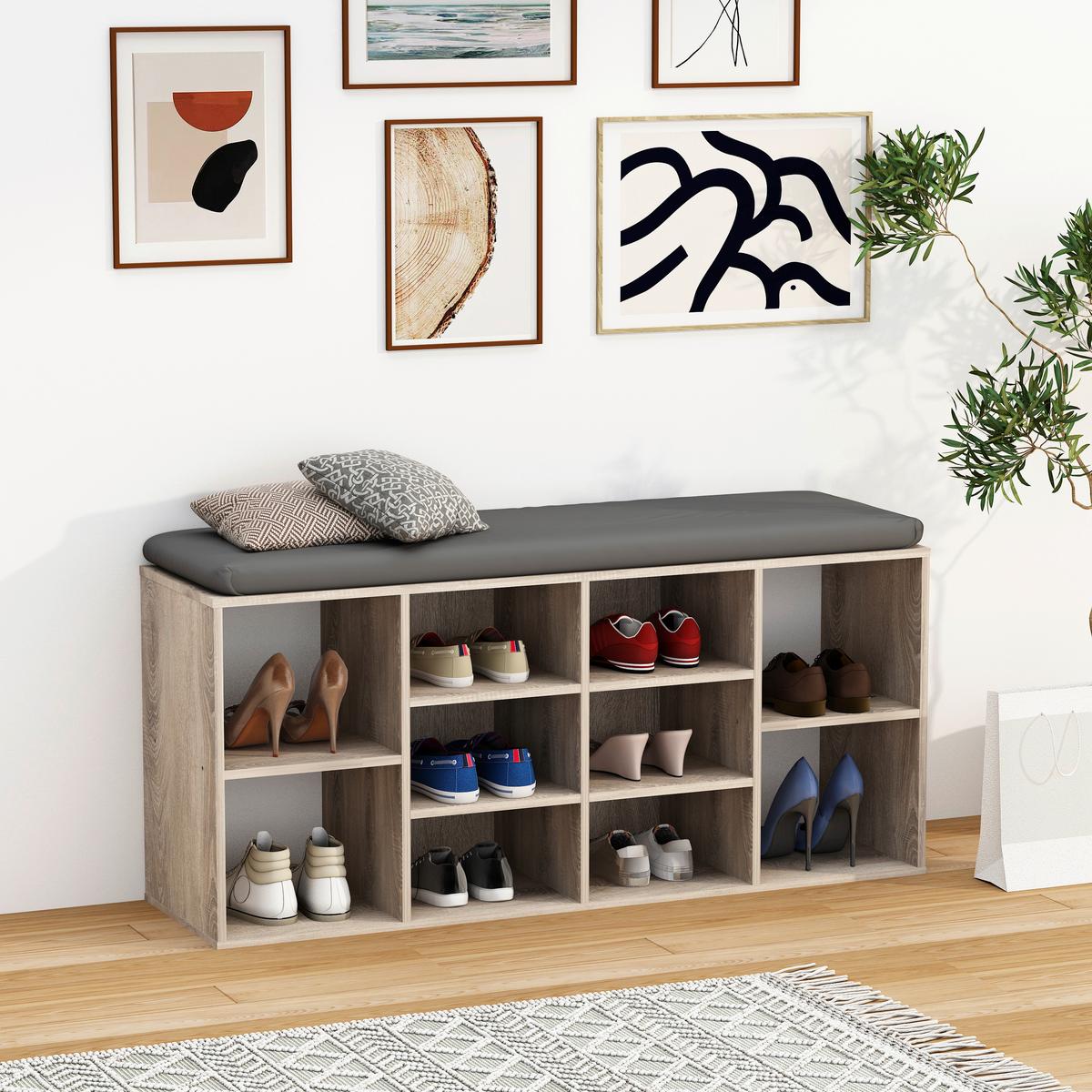 SCHUHBANK HINSOL - Anthrazit/Sonoma Eiche, Design, Holzwerkstoff/Kunststoff (104/50/30cm) - MID.YOU