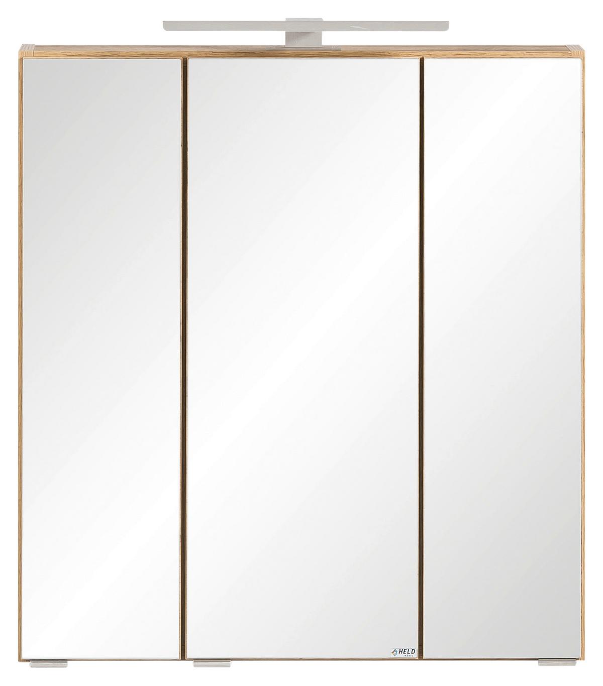 Spiegelschrank Varese ca. 60x64 cm Wotaneiche Dekor - Edelstahlfarben/Eiche Wotan, MODERN, Glas/Holzwerkstoff (60/64/20cm) - Held