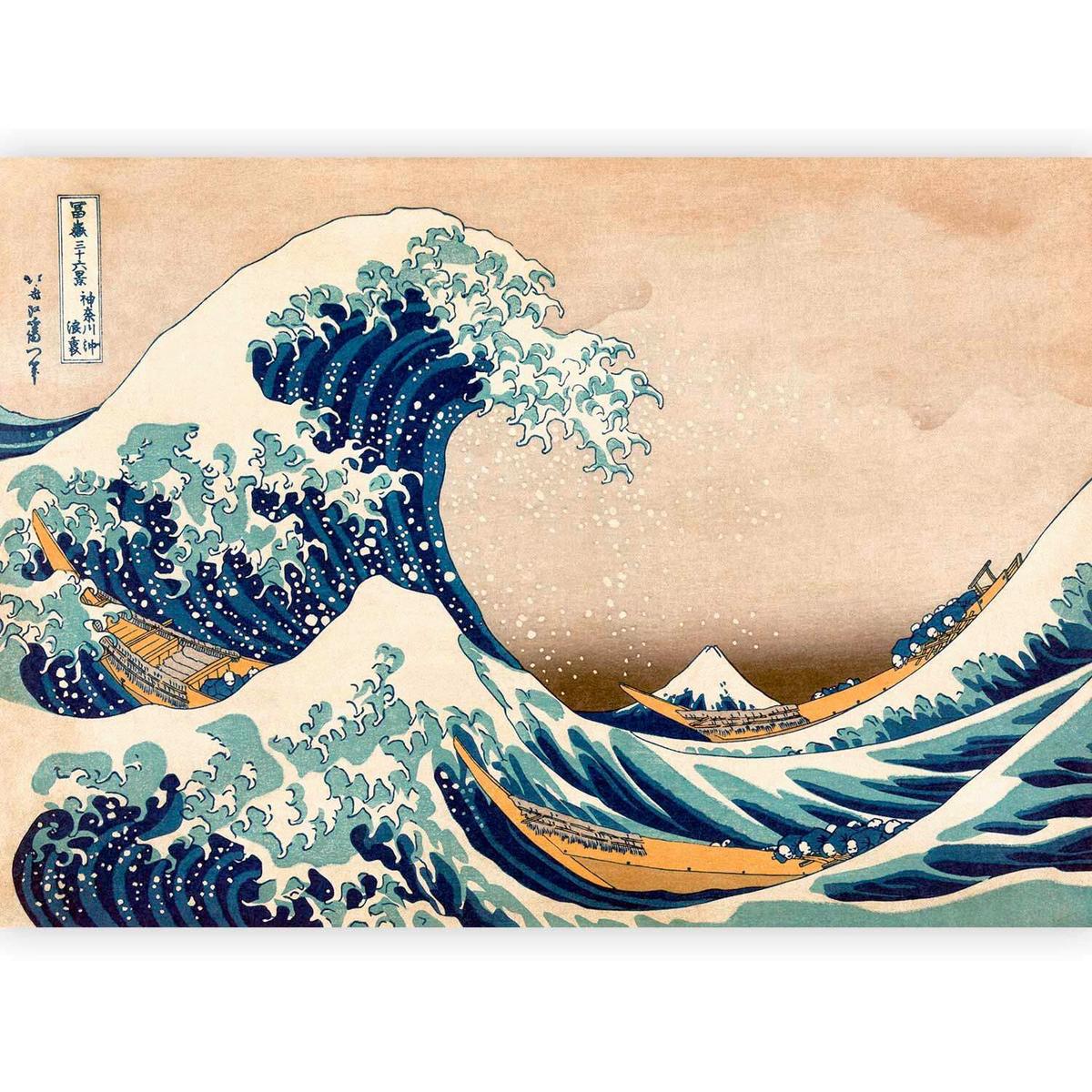 Fototapeta The Great Wave Of Kanagawa, 250x175cm - bež/metino zelena, Trendi, tekstil (250/175cm) - artgeist