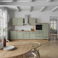 Küchenleerblock Frame Low o. Geräte Olivgrün - Edelstahlfarben/Eichefarben, MODERN, Holzwerkstoff/Metall (360cm) - Nobilia