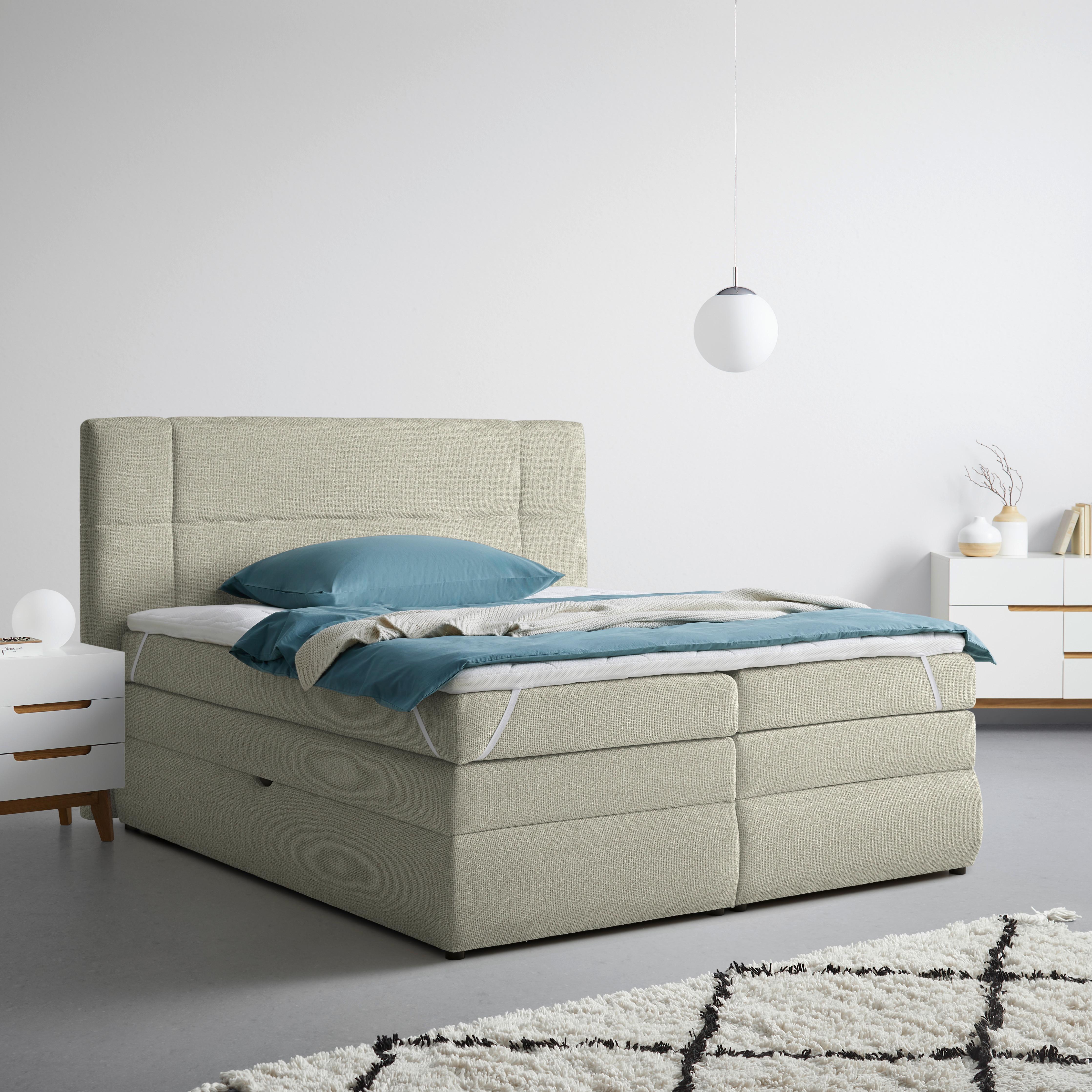 Boxspringbett Palace Hellgrau ca. 180x200cm - Hellgrau, KONVENTIONELL, Kunststoff/Textil (180/200cm) - Premium Living