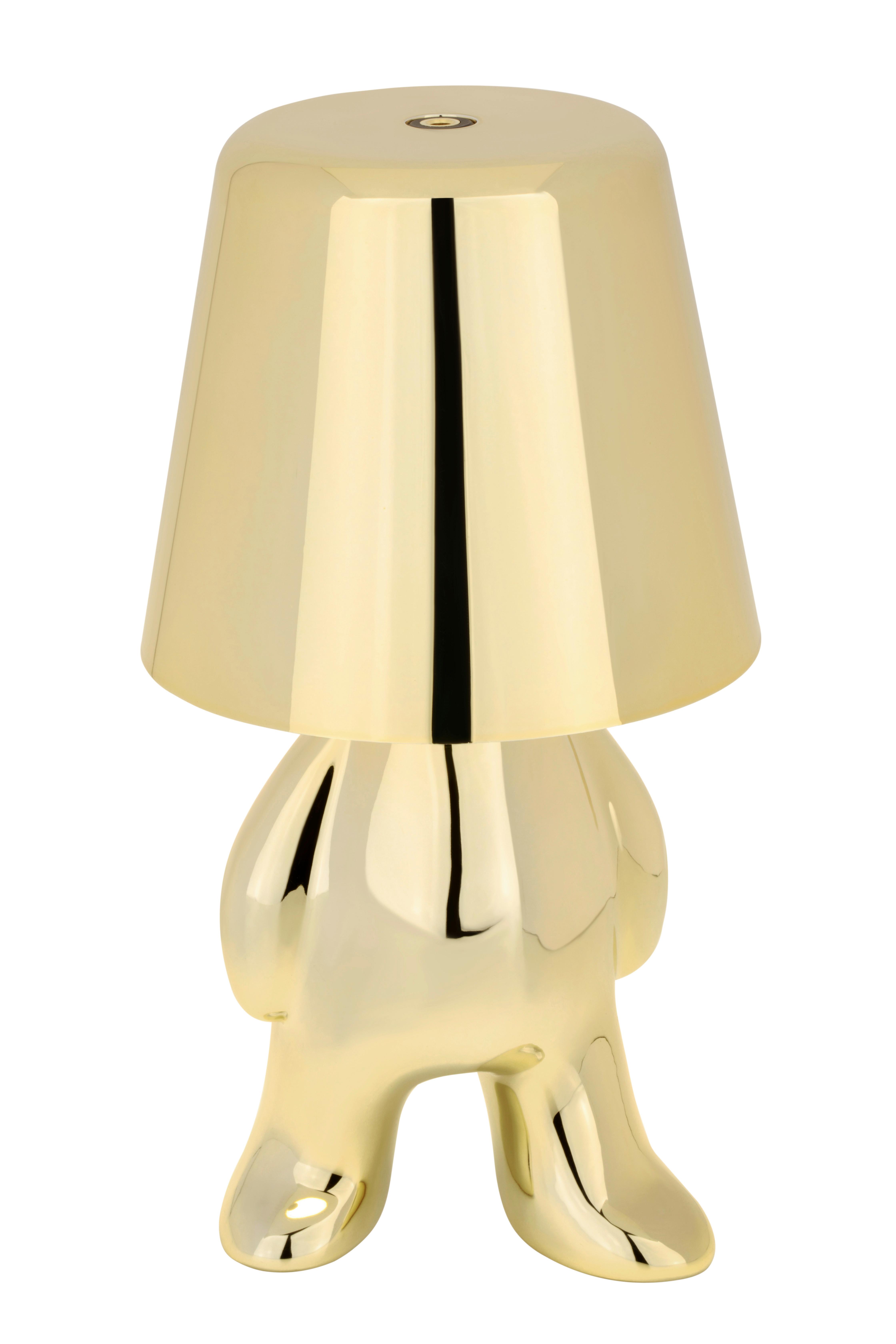 LAMPA STOŁOWA Z AKUMULATOREM BROOKLYN - kolor złoty, Trend, tworzywo sztuczne/metal (9/17cm) - Novel
