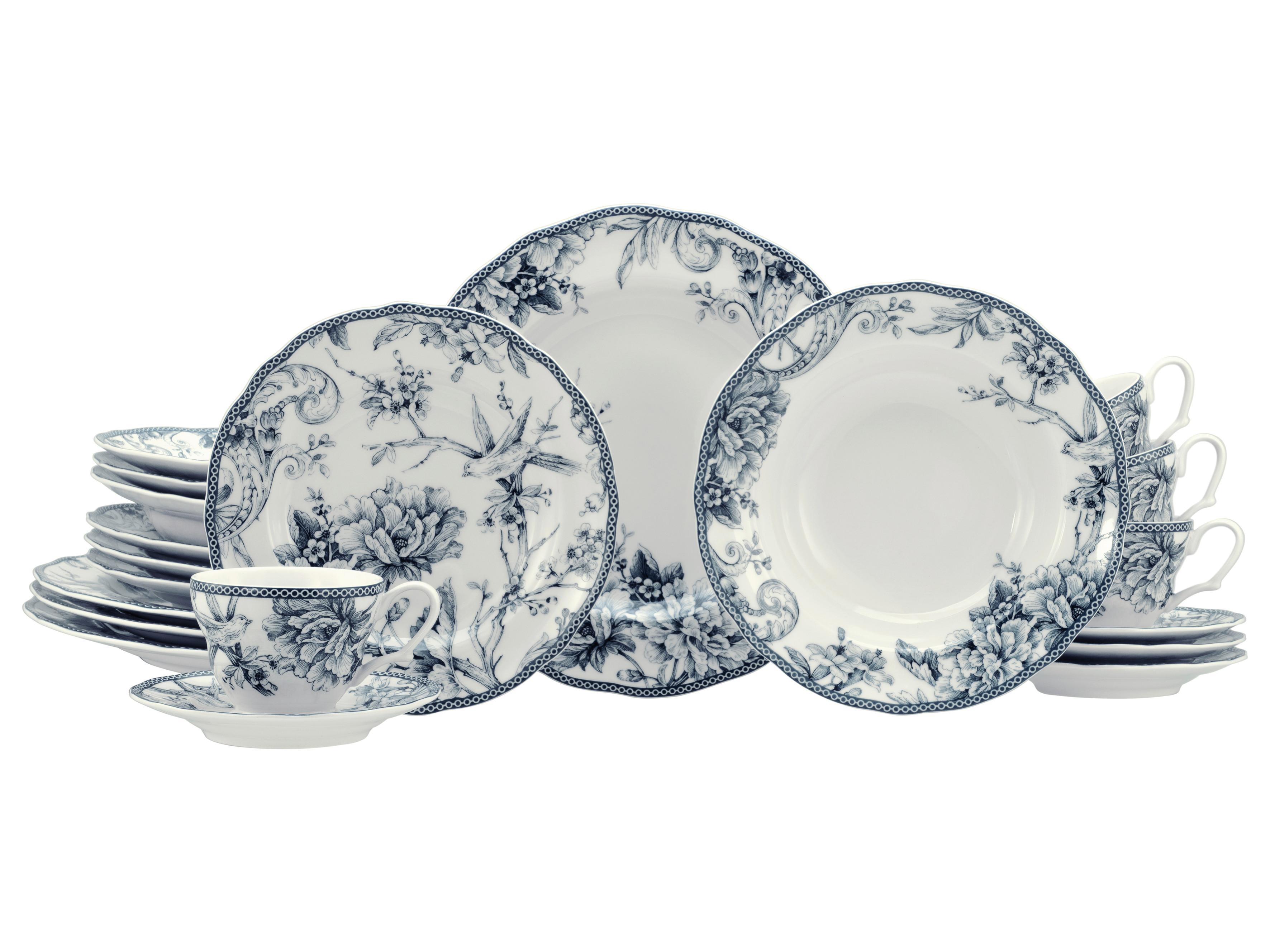 Serviciu de masă Adelaide 20/1 - albastru/alb, Basics, ceramică - Creatable