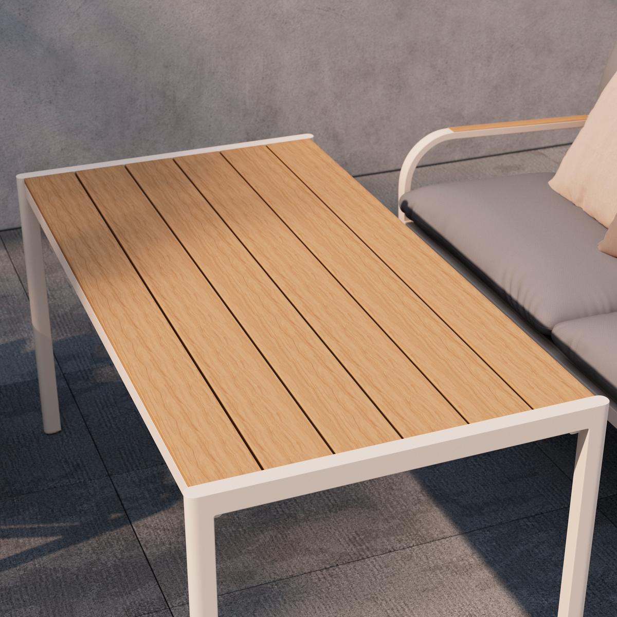 Garnitură grădină Florenz 2 - gri deschis/culoare lemn tec, Modern, plastic/metal - Mömax