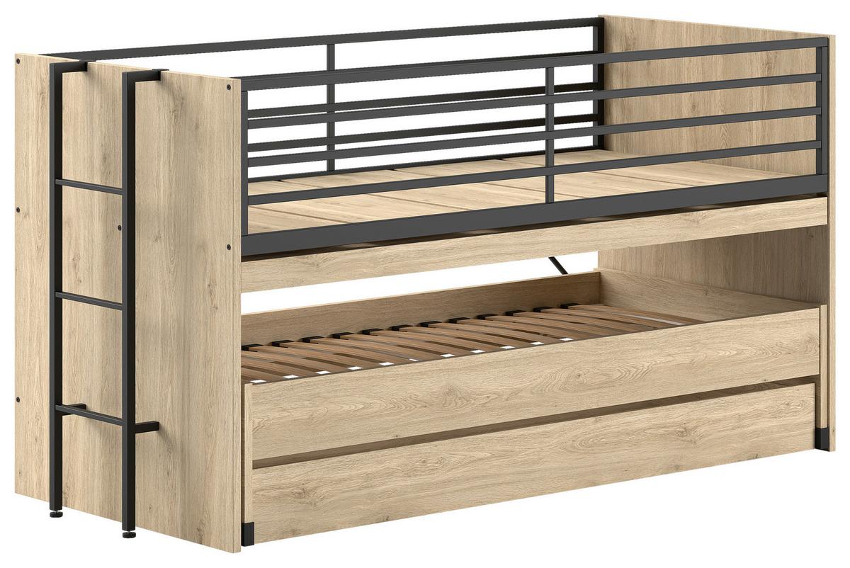 Hochbett Sam Eichefarben ca. 90x200 cm - Eichefarben, MODERN, Holzwerkstoff (90/200cm) - Vipack