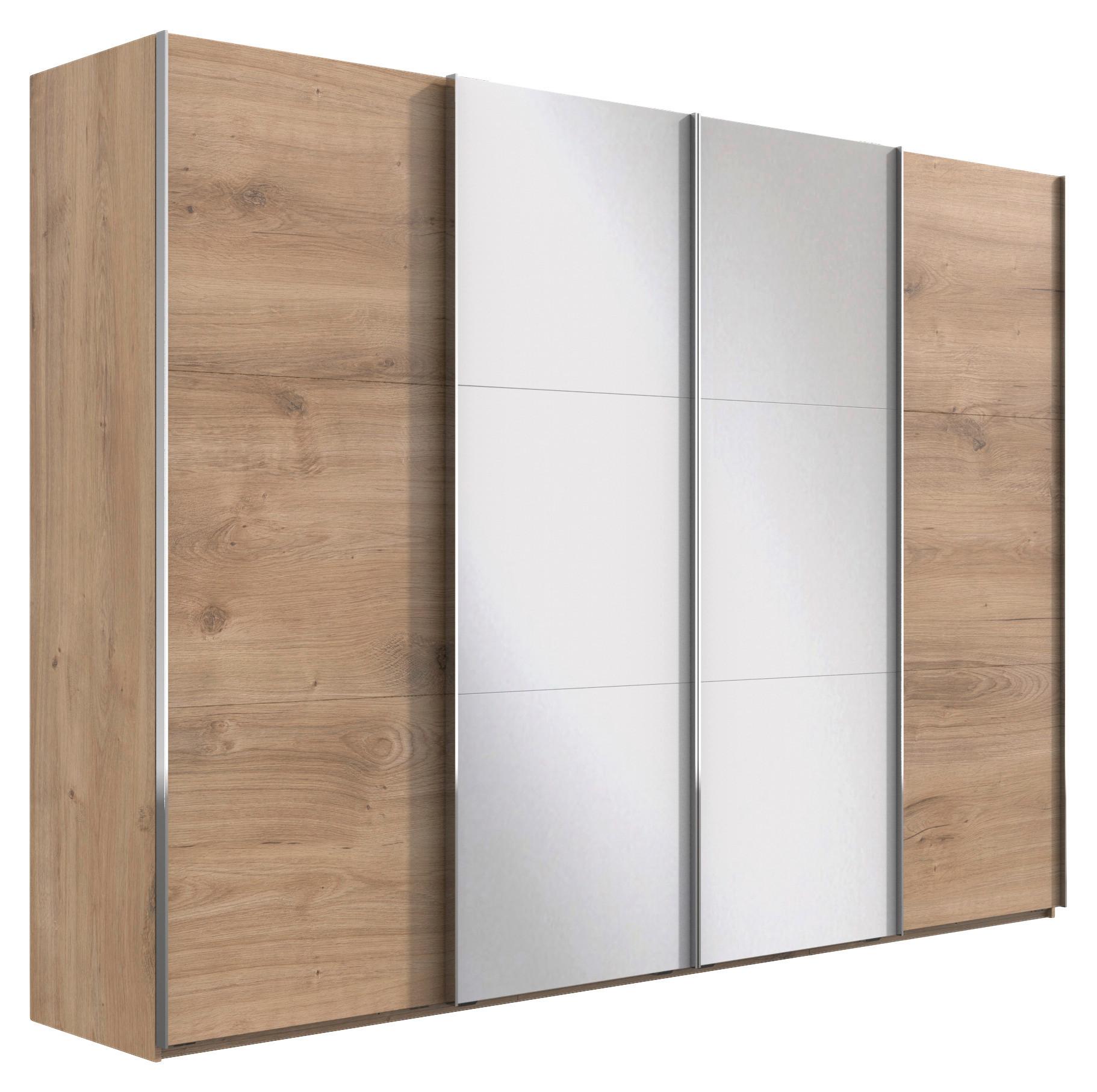 Ormar S Kliznim Vratima Level 36a - boje hrasta/boje kroma, Basics, staklo/drvni materijal (350/216/65cm) - Modern Living
