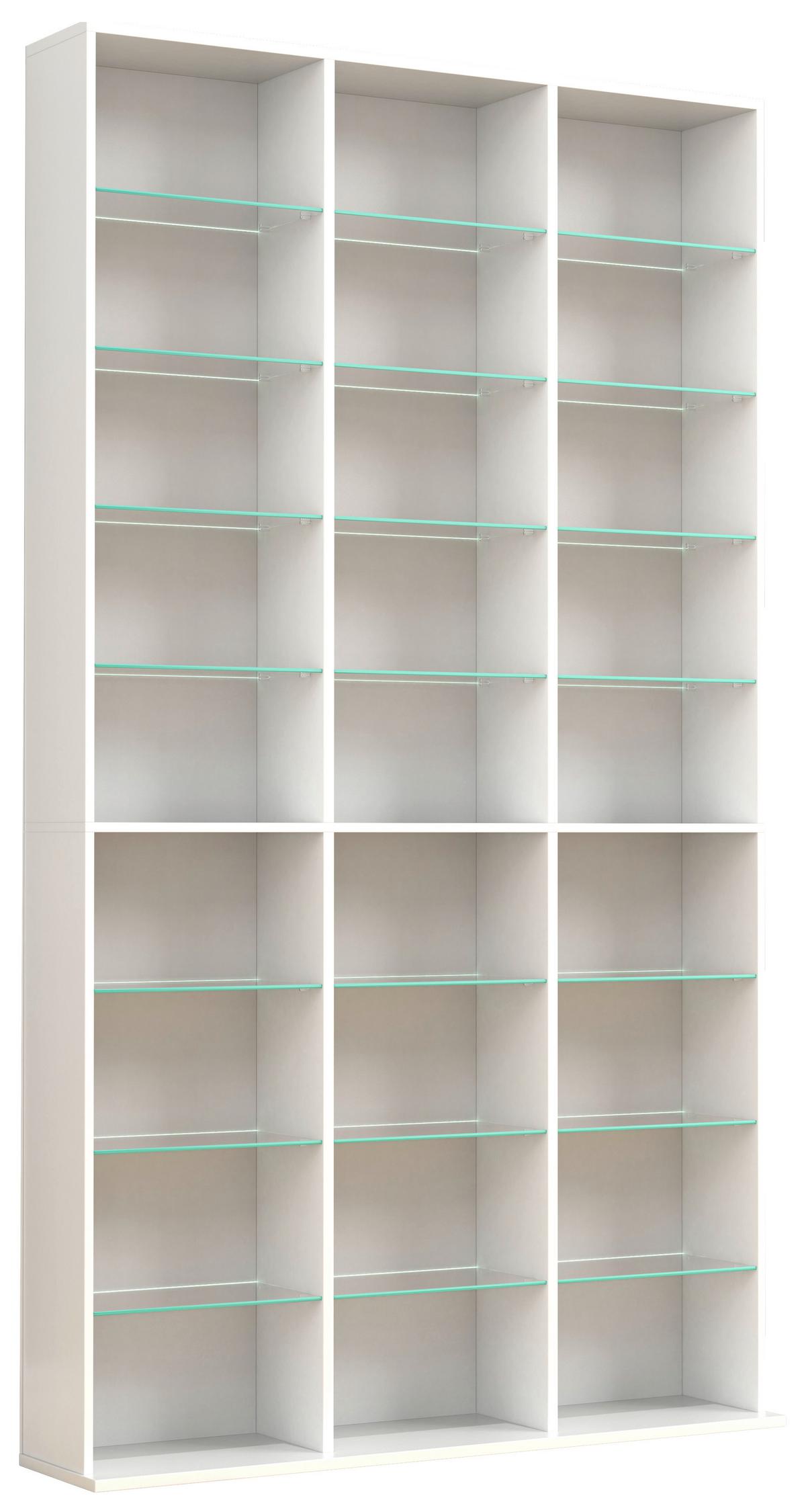 REGAL ZILAS XL - Weiss, Design, Glas/Holzwerkstoff (102/181/23cm) - MID.YOU