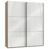 Schwebetürenschrank Level 36D ca. 200 cm Weiß/Eiche Dekor - Chromfarben/Weiß Hochglanz, MODERN, Holzwerkstoff/Metall (200/236/65cm) - MID.YOU