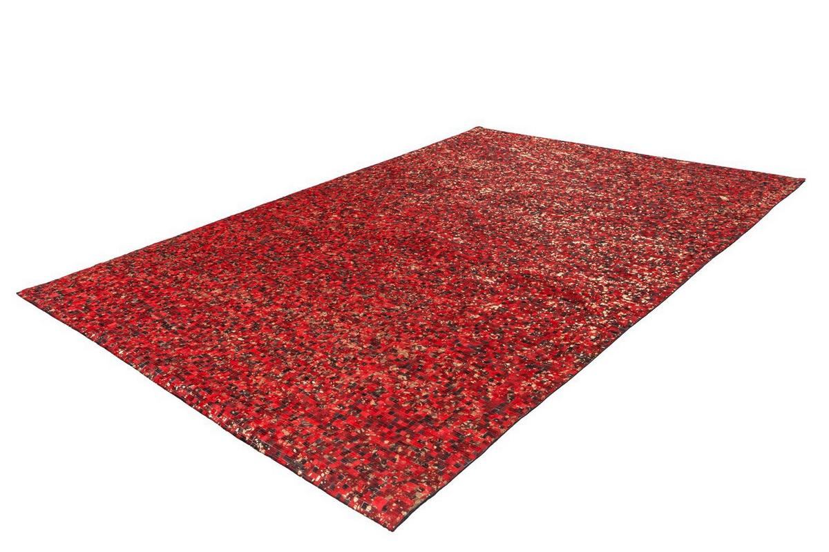 FLACHWEBETEPPICH FINISH 125 ROT / GOLD 200X290 - Rot/Goldfarben, Basics, Leder (200/290cm) - Kayoom