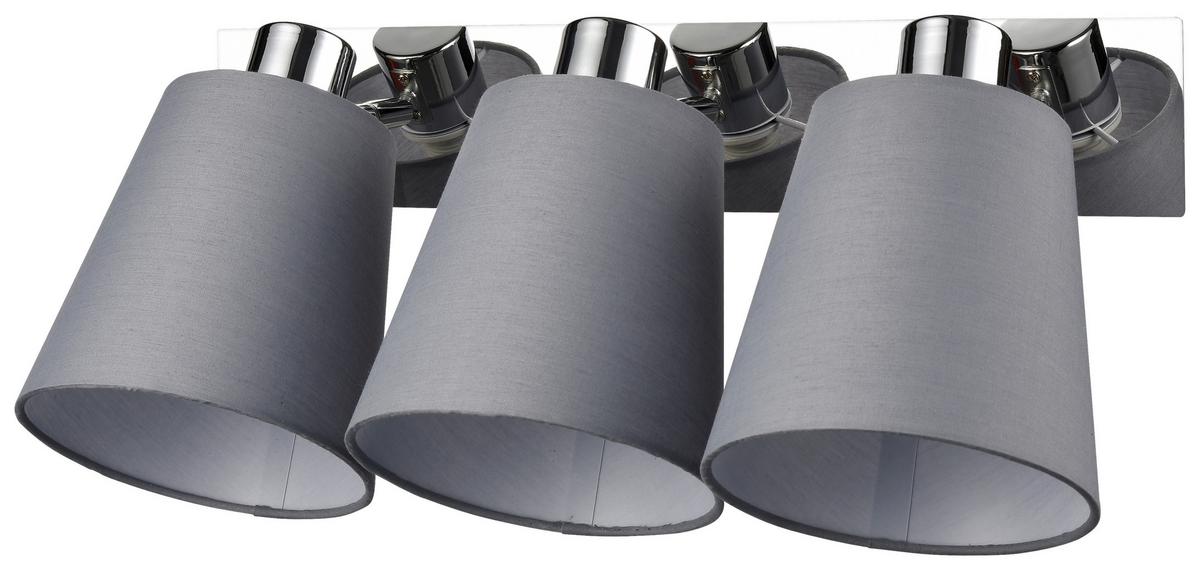 Reflektor Grosse, 3 X 40 W - barve kroma/siva, Romantika, kovina/tekstil (46/17/21cm) - Premium Living