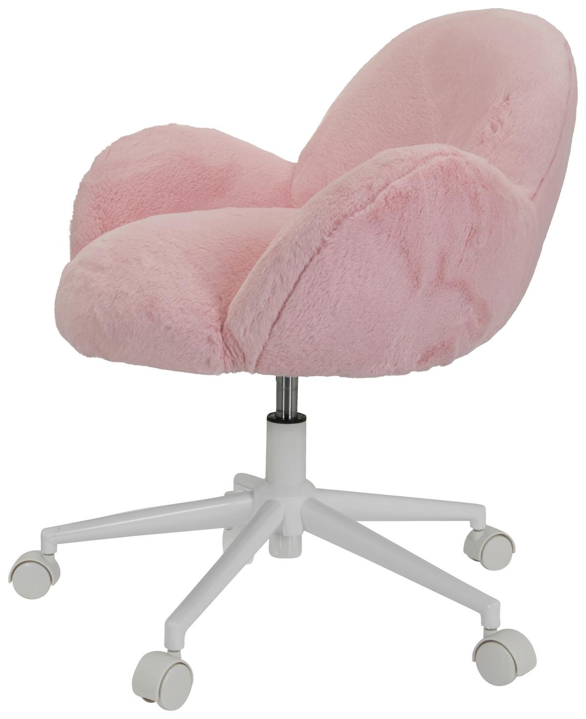 Jugenddrehstuhl Kiddy Teddy ca.65x79x64cm Teddystoff Rosa - Rosa/Weiß, MODERN, Kunststoff/Textil (65/79/64cm) - MID.YOU