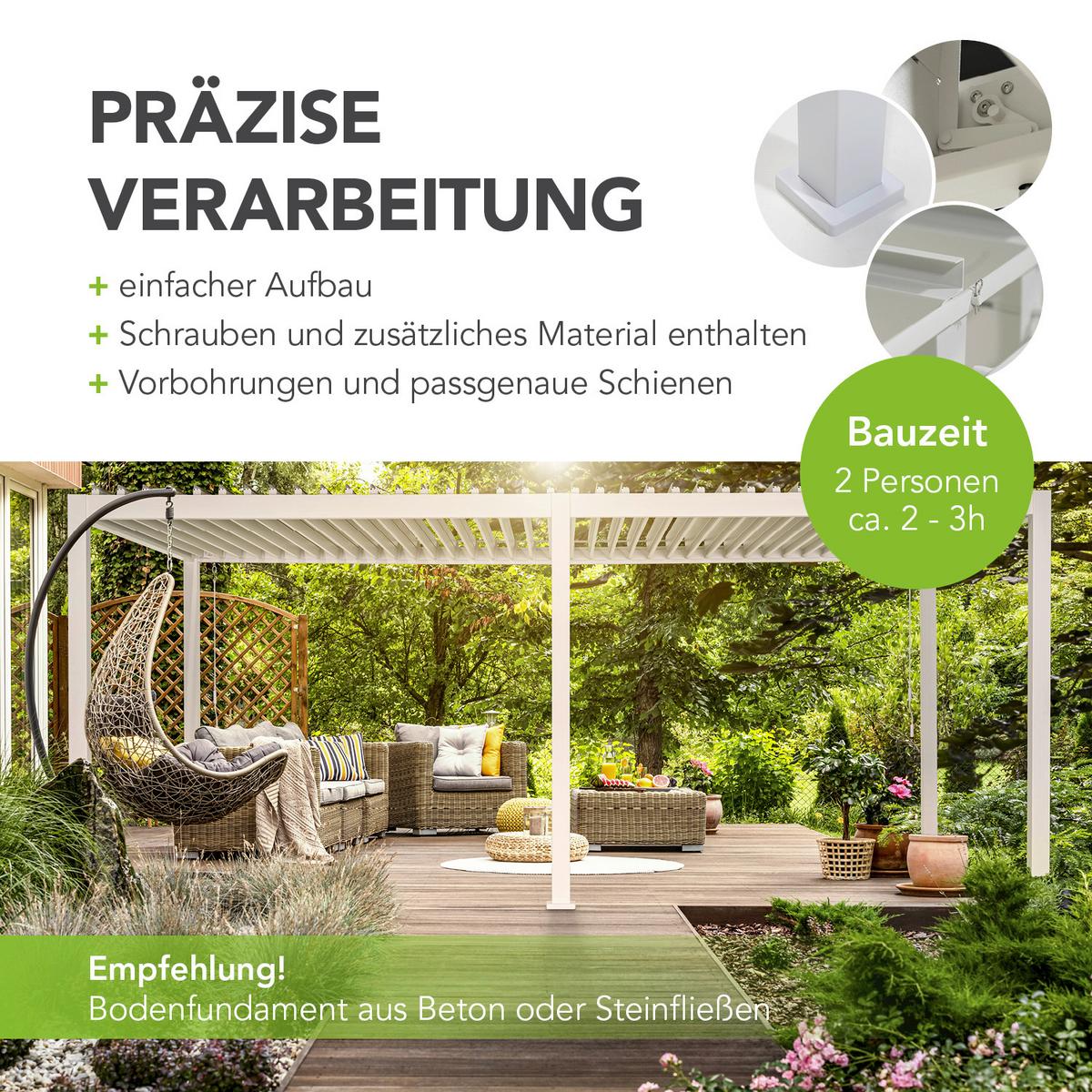 PERGOLA DELUXE 3X6M WEISS - Weiss, Basics, Metall (600/255/300cm) - Gardenson