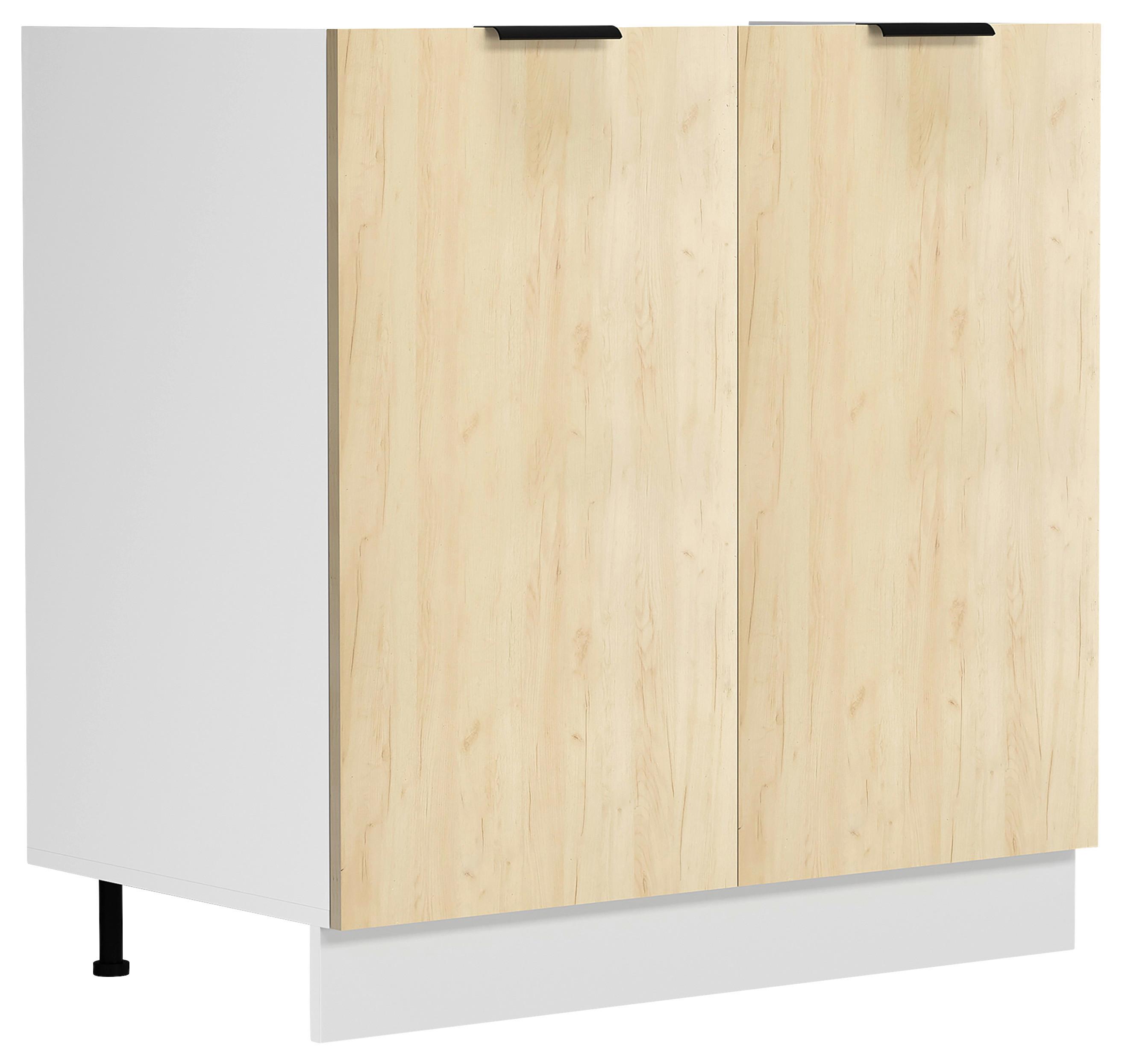 Spodnja Omarica Za Korito Fasola, Bela, Hrast, Š 80cm - črna/bela, Trend, umetna masa/leseni material (80/82/46cm) - MID.YOU