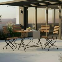 Gartengarnitur Lindau Metall/Holz 5-tlg. - Anthrazit/Akaziefarben, Basics, Holz/Metall (120/75/80cm) - Gardenson