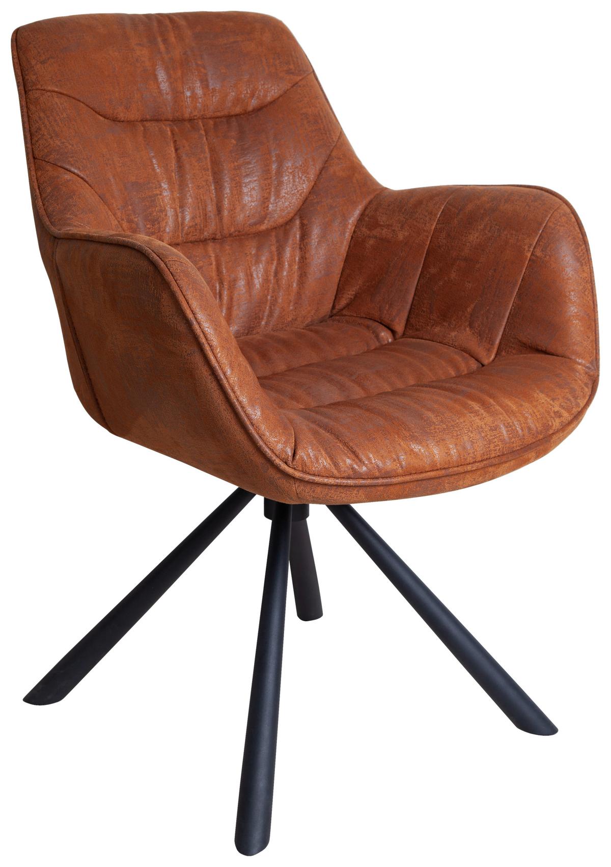 KRZESŁO Z PODŁOKIETNIKAMI HEIKO    -HOM IN- - czarny/brązowy, Design, metal/tkanina (62/83,5/63cm) - Hom`in