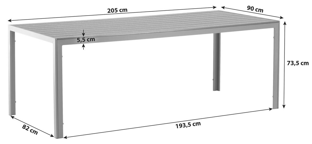 GARTENTISCH BREAK - Schwarz, KONVENTIONELL, Metall (205/90/73,5cm) - Gardenson