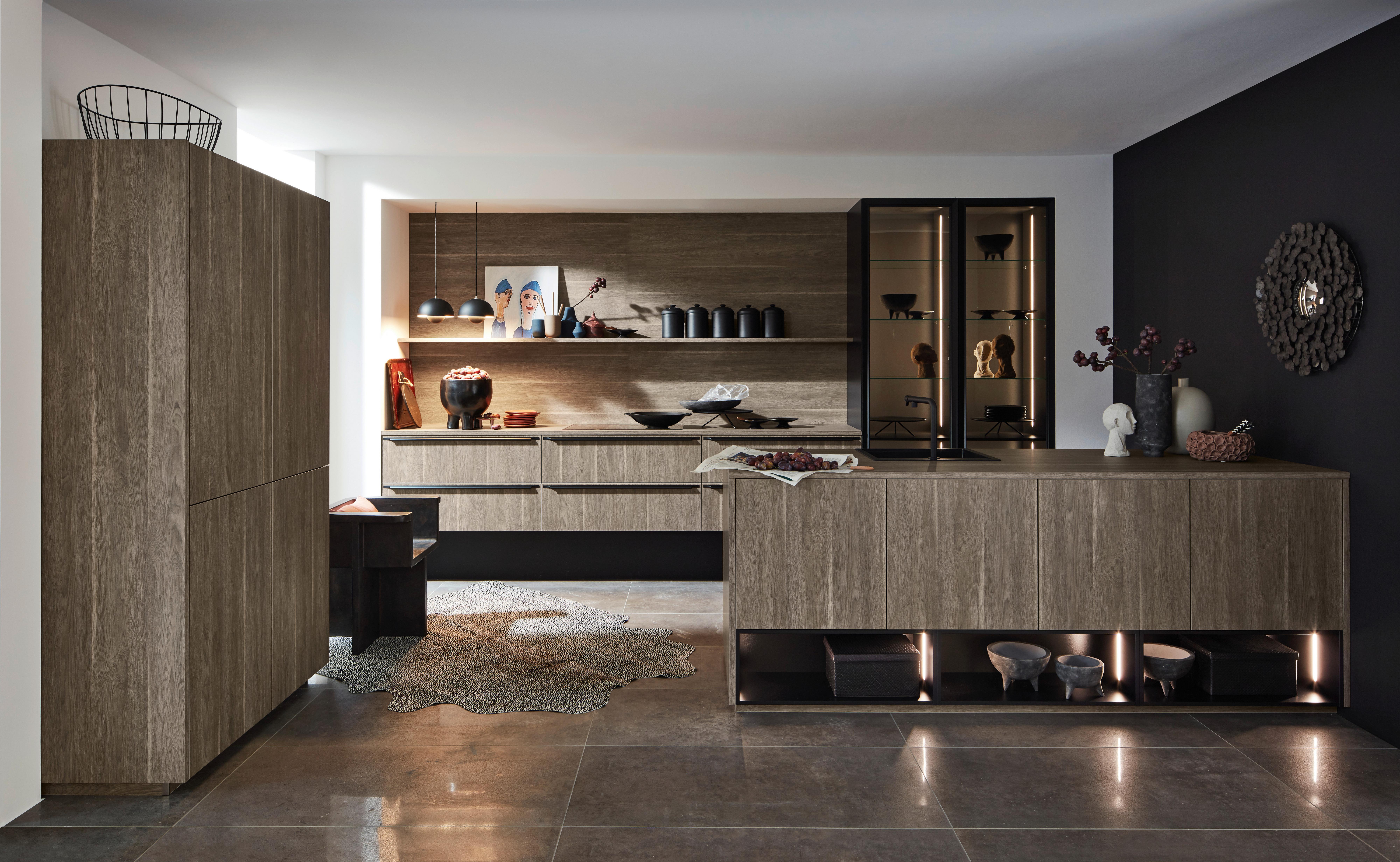 Einbauküche Manhattan in Graphitfarben - Eichefarben/Silberfarben, MODERN, Holzwerkstoff - Nolte Küchen