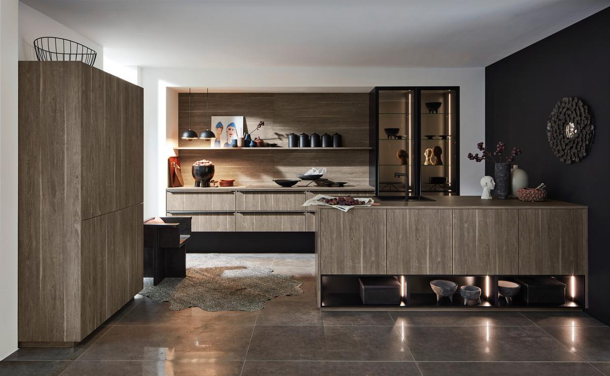 Einbauküche Manhattan in Graphitfarben - Eichefarben/Silberfarben, MODERN, Holzwerkstoff - Nolte Küchen