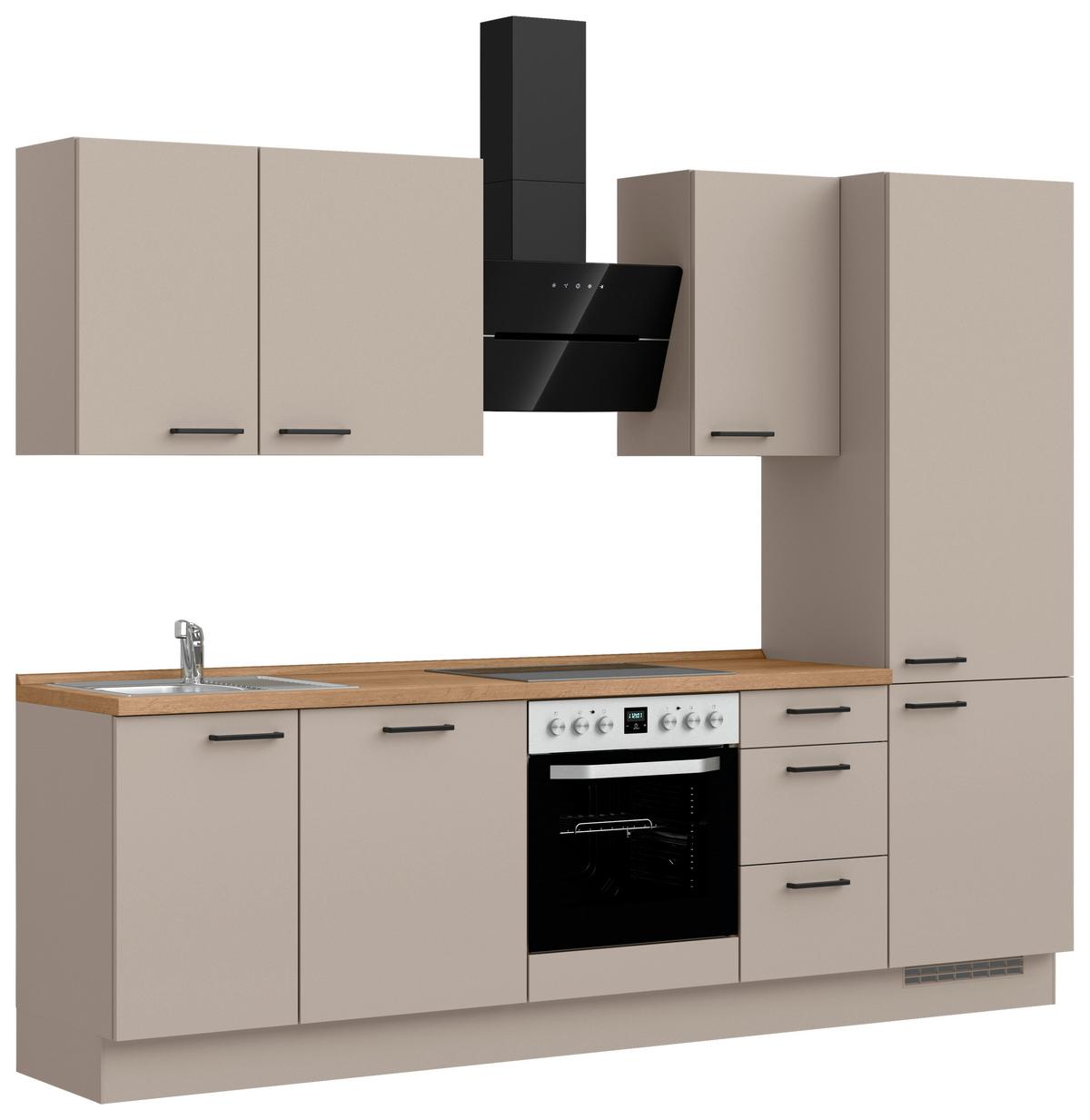 Küchenleerblock Easytouch High o. Geräte Sandfarben - Sandfarben/Eichefarben, MODERN, Holzwerkstoff/Metall (270cm) - Nobilia