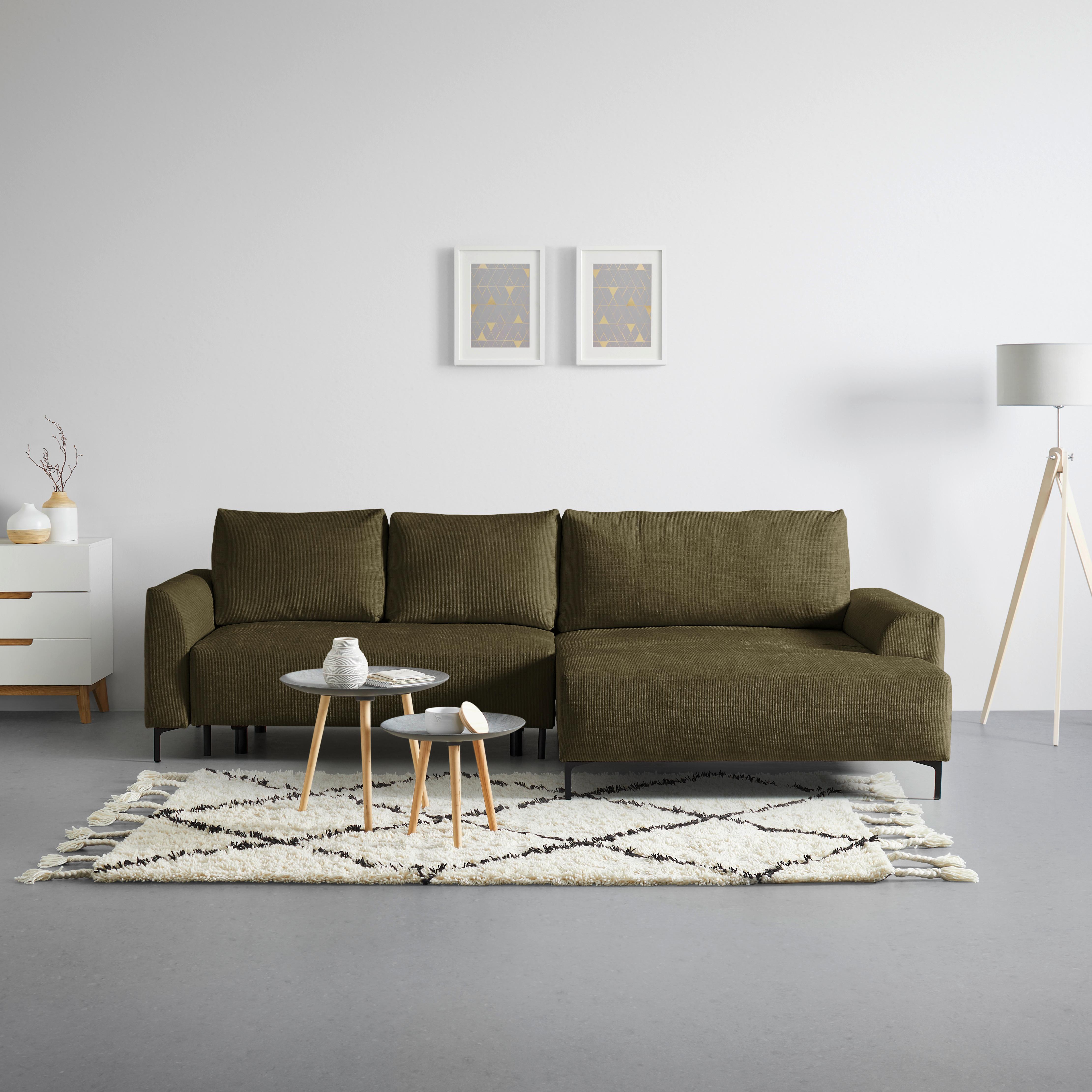 Ecksofa Integra Olivgrün - Schwarz/Olivgrün, Textil/Metall (294/81-93/170cm) - Mömax
