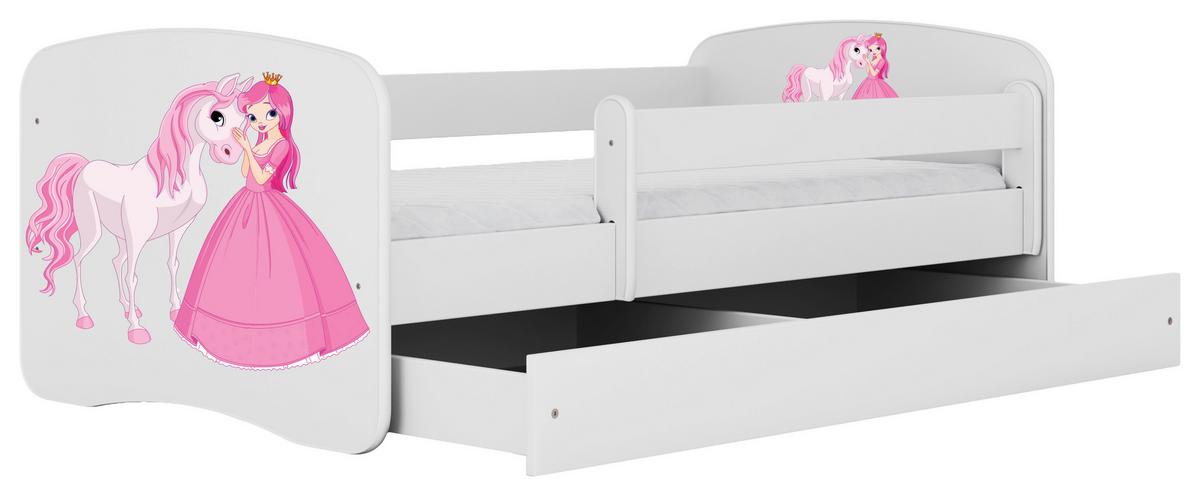 Otroška Postelja Babydreams, Bela, 80x160cm - bela/barve breze, Moderno, tekstil/leseni material (80/160cm) - MID.YOU