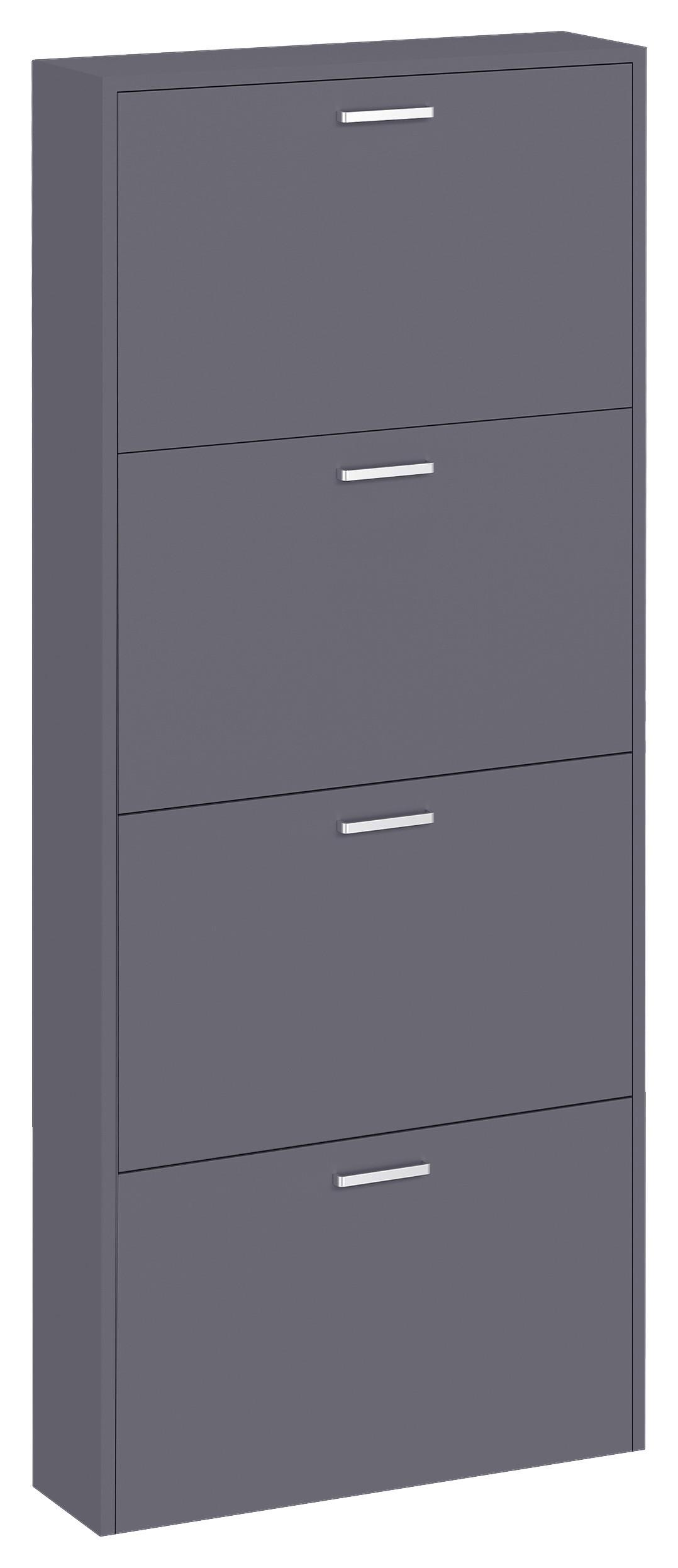 Schuhschrank Sulos L - Anthrazit/Silberfarben, Design, Holzwerkstoff/Kunststoff (59/144/17cm) - MID.YOU
