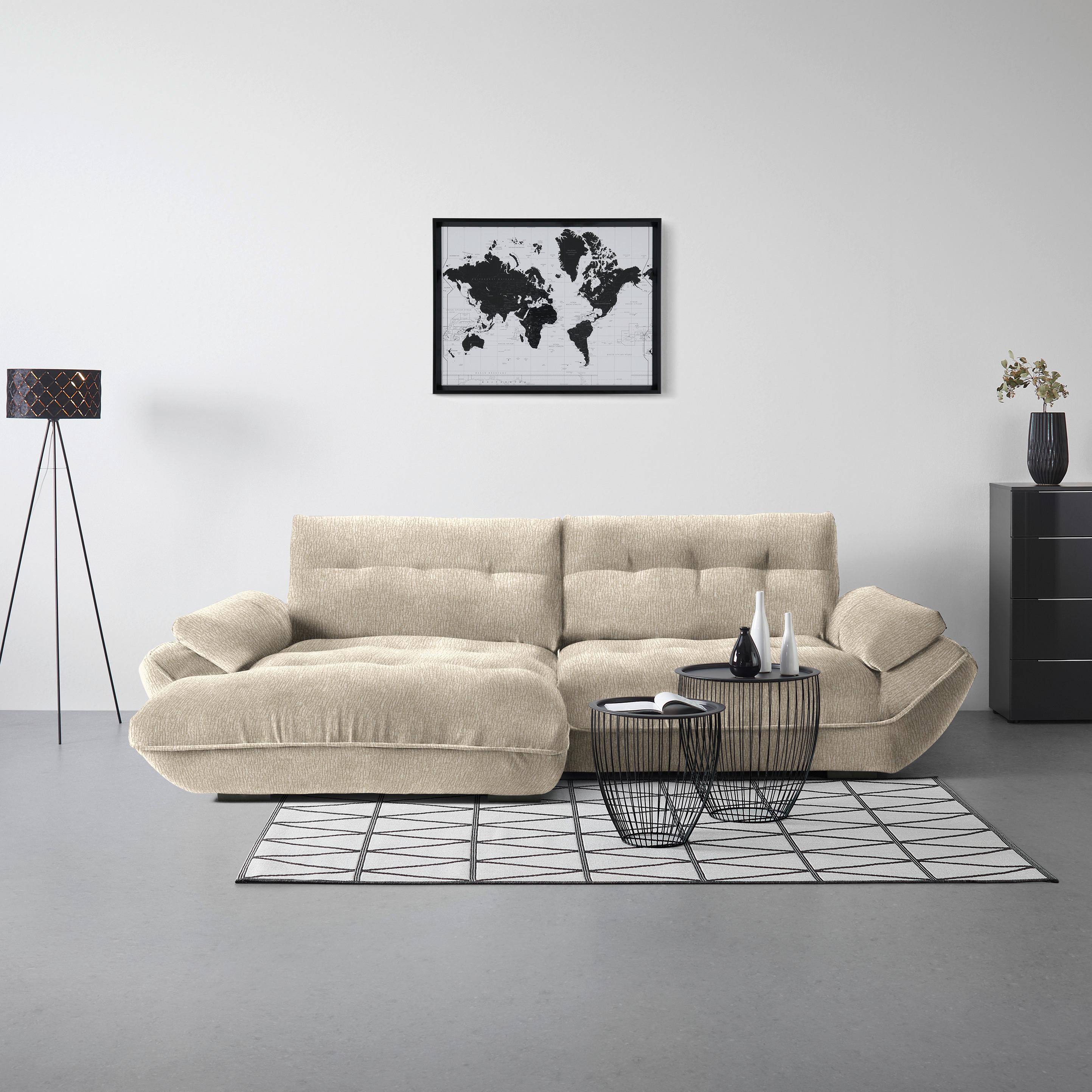 Wohnlandschaft Vivo Beige - Beige/Schwarz, MODERN, Kunststoff/Textil (179/63/317cm) - Premium Living