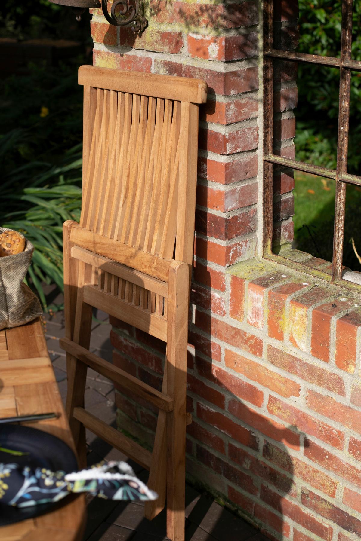 Gartenklappstuhl Woodie Teak - Teakfarben, Basics, Holz (47/89/62cm)