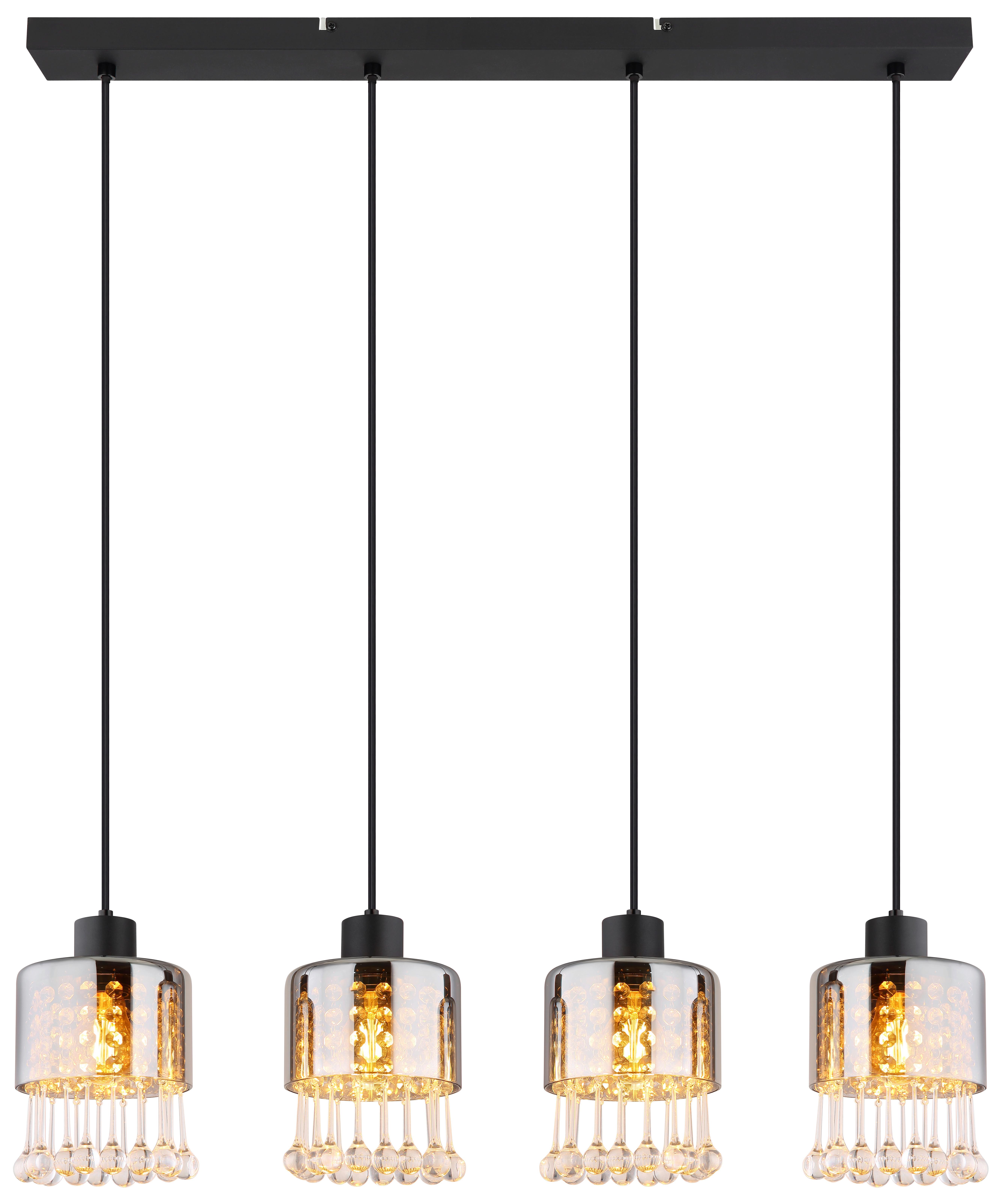 HÄNGELEUCHTE 15884-4H - Klar/Schwarz, Konventionell, Glas/Kunststoff (82,5/15/120cm) - Globo