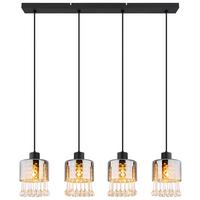 HÄNGELEUCHTE 15884-4H - Klar/Schwarz, Konventionell, Glas/Kunststoff (82,5/15/120cm) - Globo