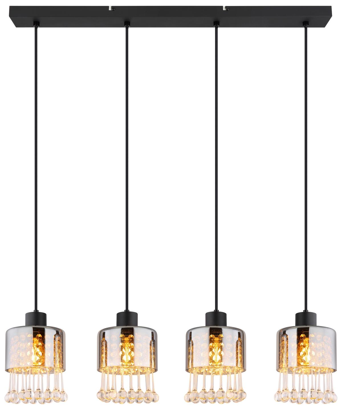 HÄNGELEUCHTE 15884-4H - Klar/Schwarz, Konventionell, Glas/Kunststoff (82,5/15/120cm) - Globo