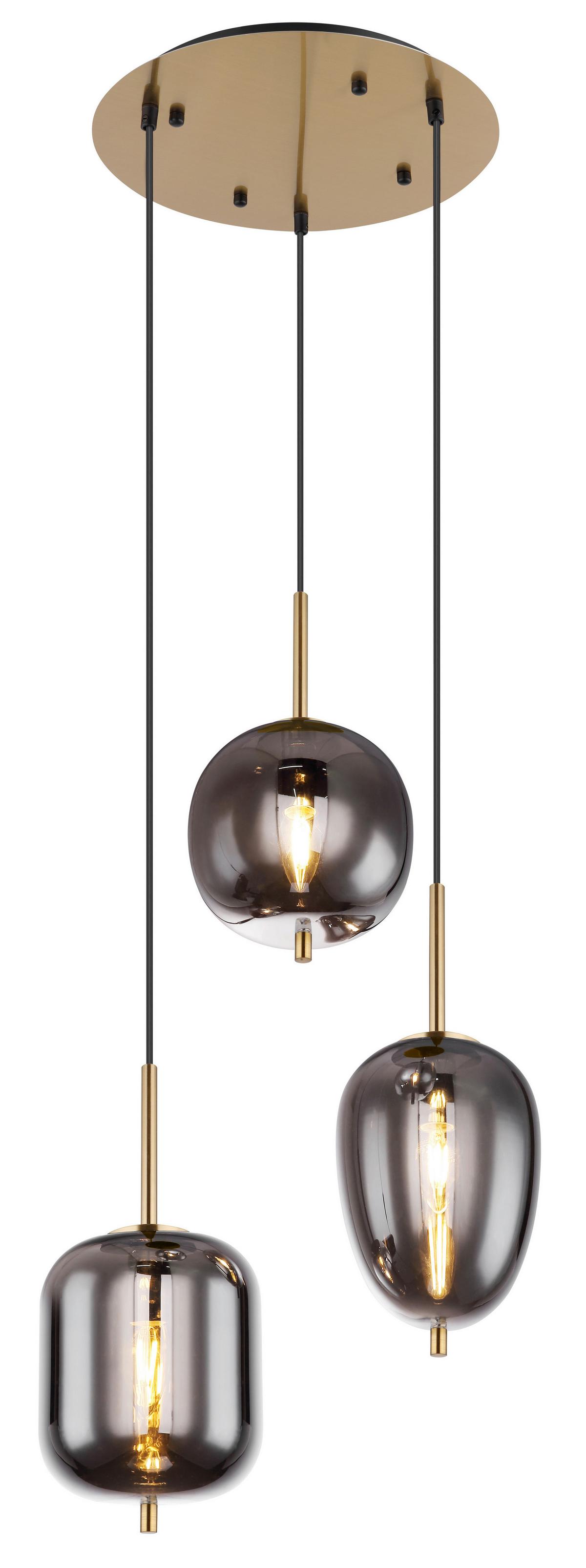 Viseča Svetilka 15345-3mm - barve medenine, Design, kovina/steklo (46/120cm) - Globo