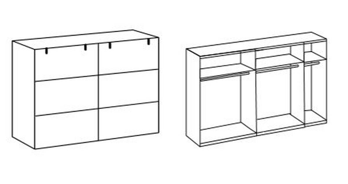 DULAP USI CULISANTE DETROIT - culoare lemn stejar/grafit, Basics, material pe bază de lemn (250/216/65cm) - Modern Living