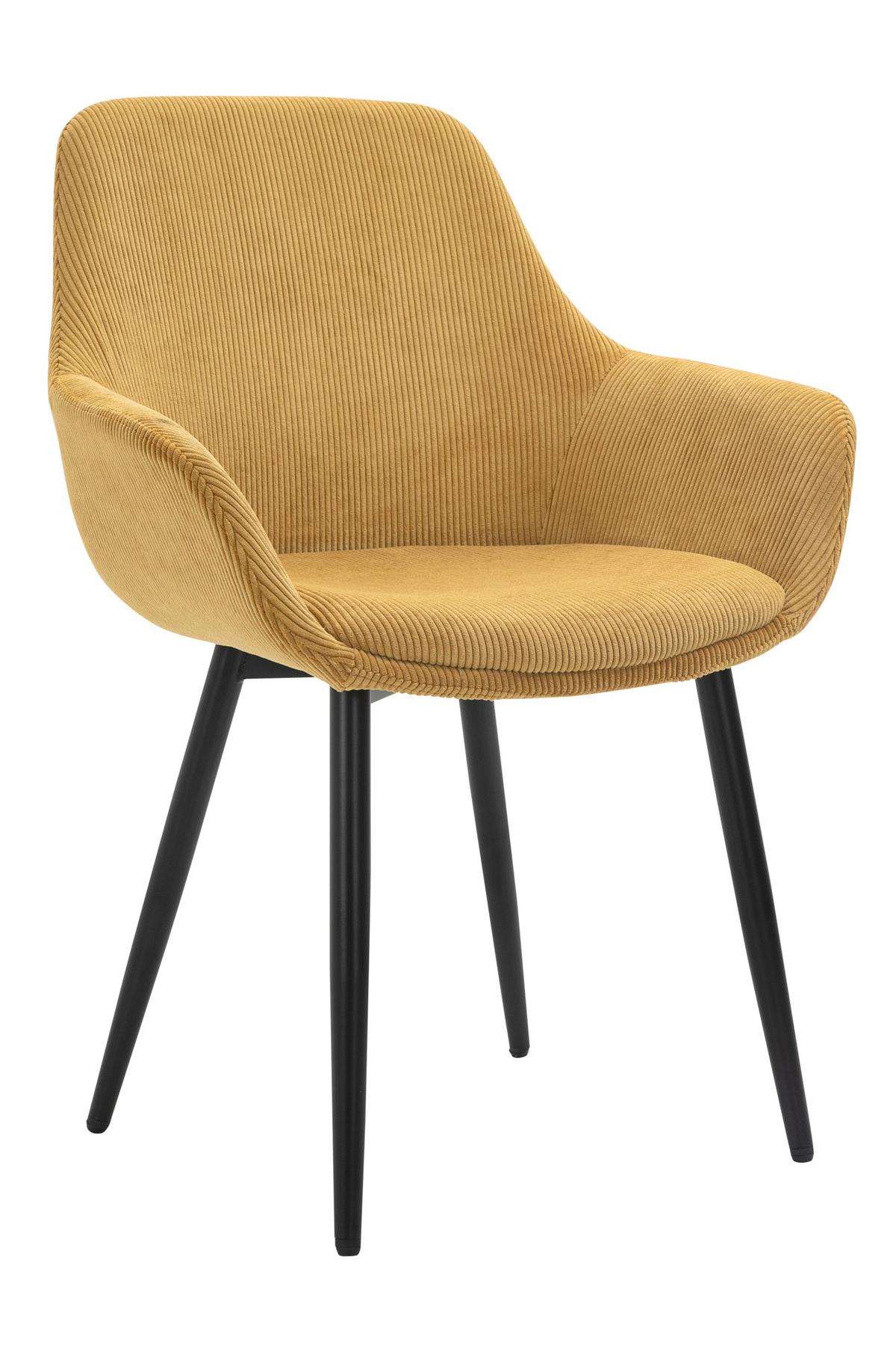 Set Naslanjačev Cord, Zlata, 2-Delni - zlate barve/črna, Moderno, kovina/tekstil (64/86/59cm) - Livetastic