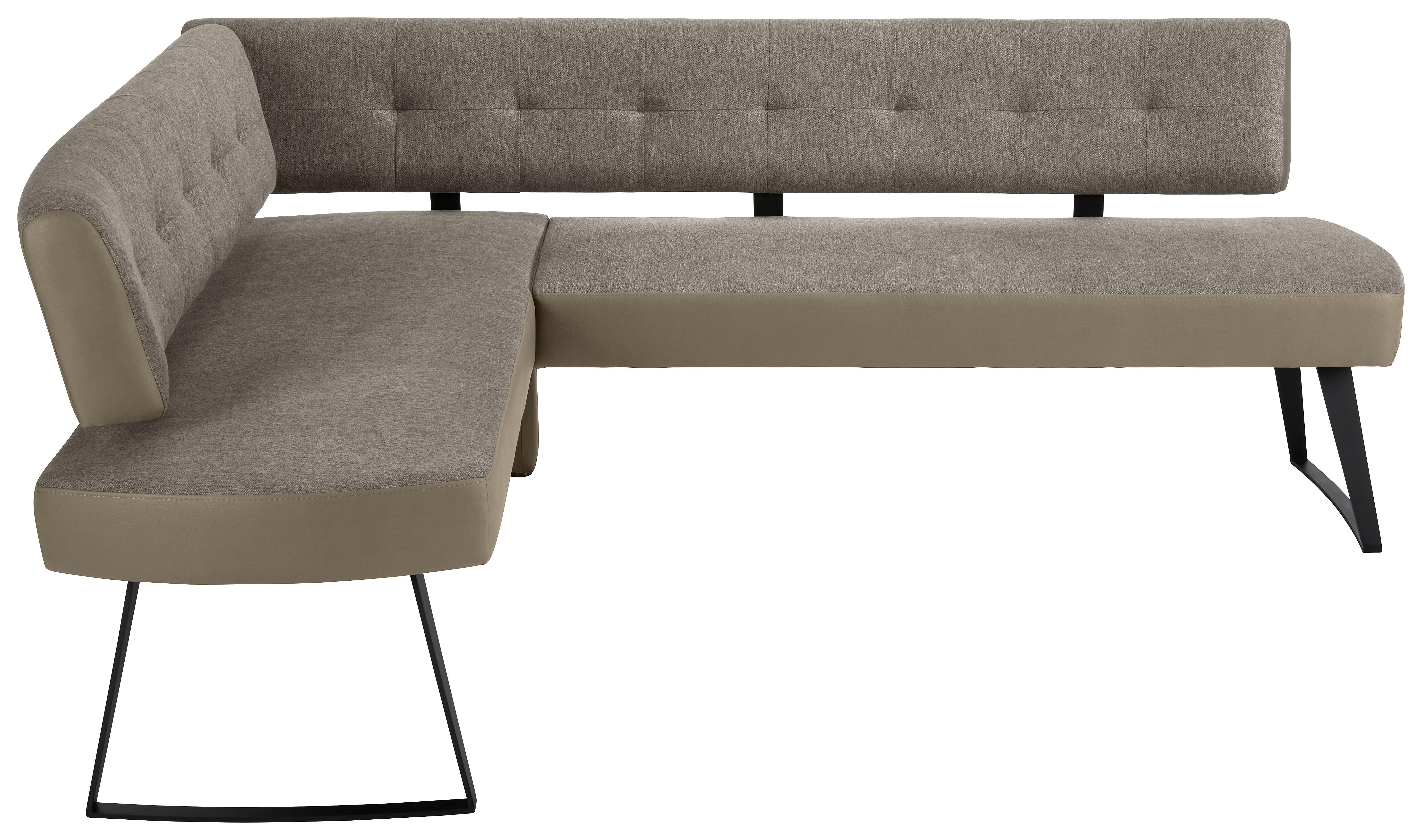 Eckbank Storm Rechts in Taupe ca. 170x220cm - Taupe/Schwarz, Modern, Textil/Metall (170/220cm) - Premium Living
