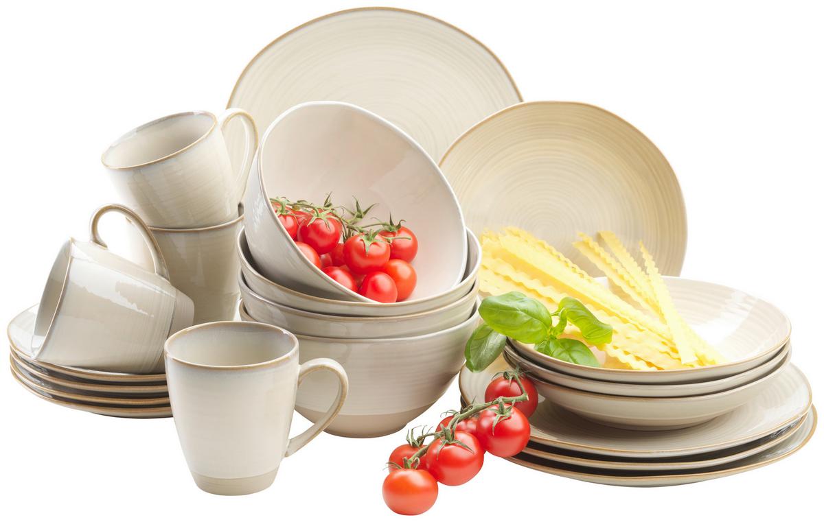 Kombiservice Nottingham aus Steinzeug, 20-teilig - Beige, Basics, Keramik - Mäser