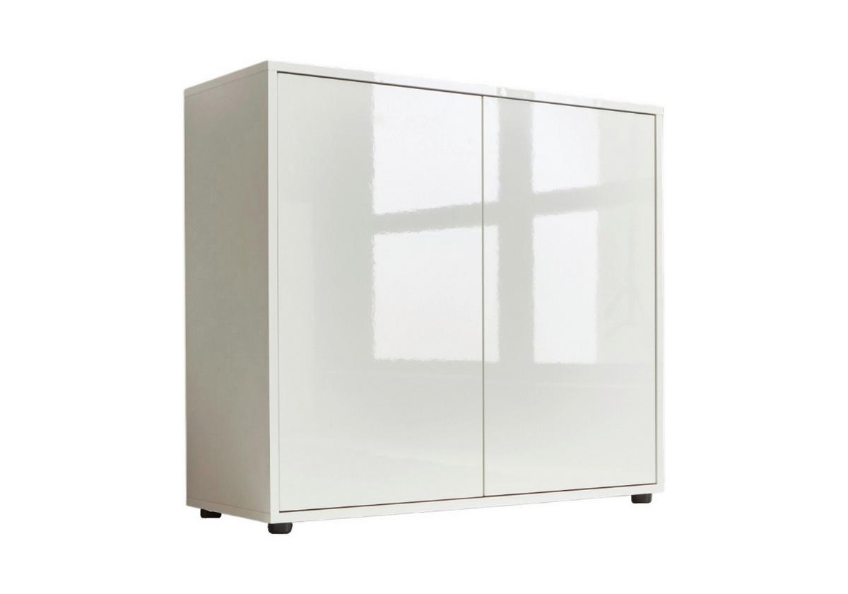 Kommode Mailand  Typ 4 Weiß - Weiß Hochglanz/Schwarz, MODERN, Holzwerkstoff/Kunststoff (79/73/33cm) - MID.YOU