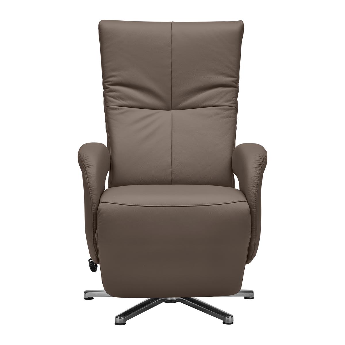 Relaxsessel Sitting 2 Mokka - Chromfarben/Mokka, MODERN, Leder (70/111/80cm) - Premium Living