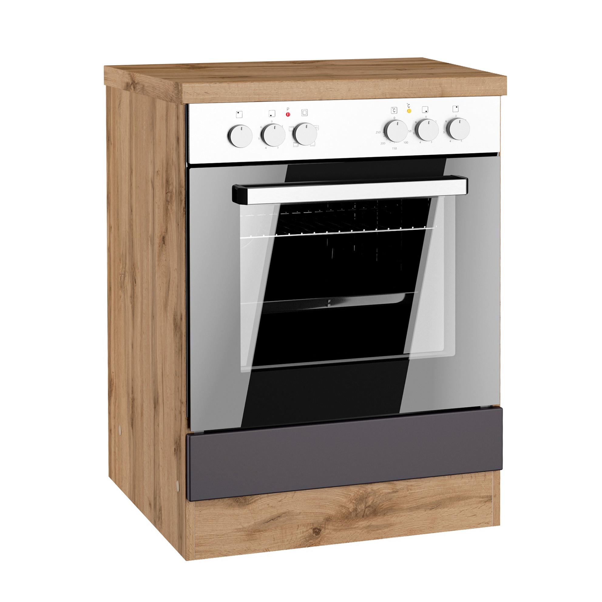Herdumbauschrank Turin ca. 60x86 cm Grau/Eiche - Eiche Wotan/Grau, Design, Holzwerkstoff (60/86/60cm) - Held