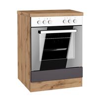 Herdumbauschrank Turin ca. 60x86 cm Grau/Eiche - Eiche Wotan/Grau, Design, Holzwerkstoff (60/86/60cm) - Held