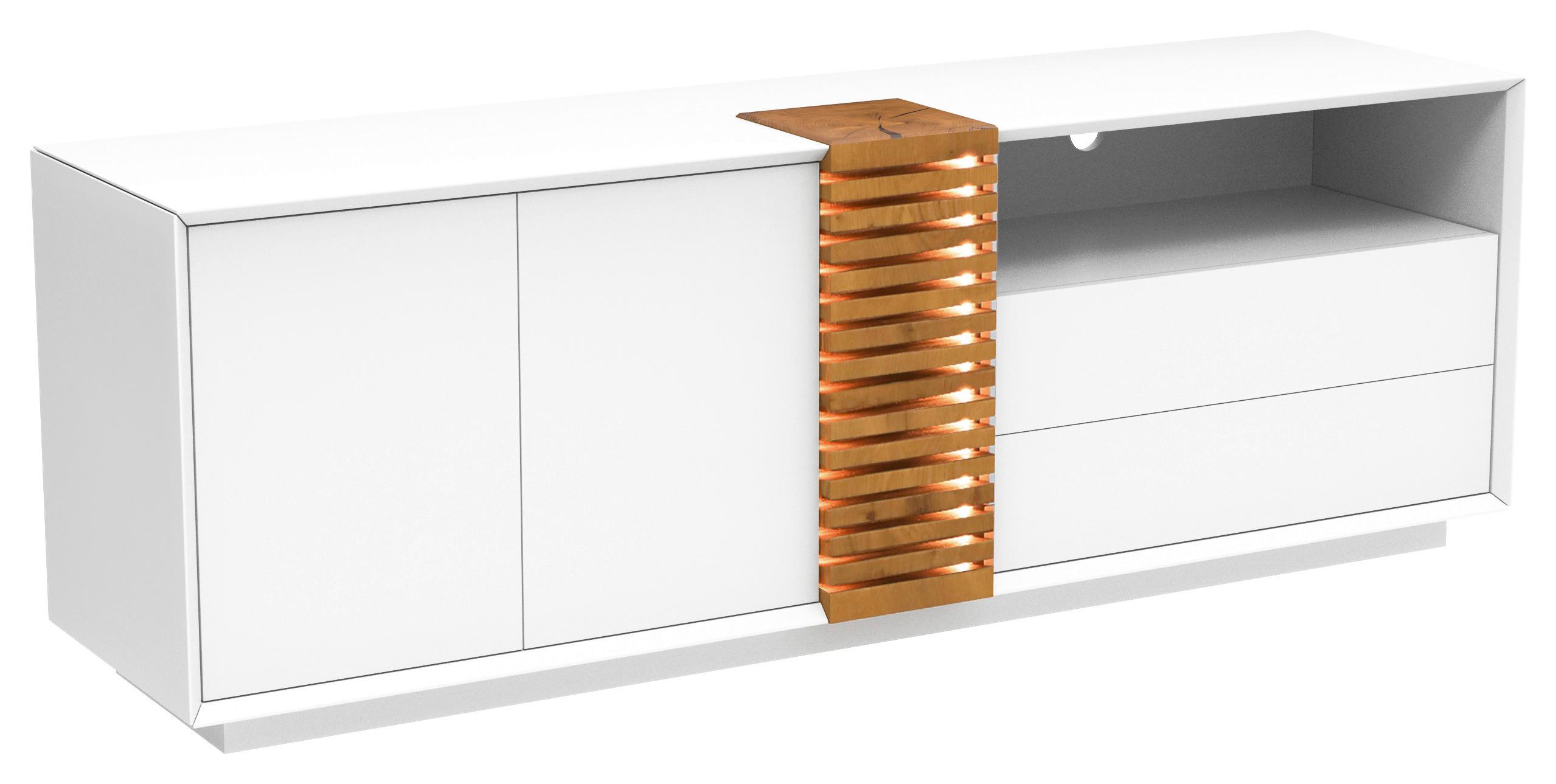 Tv Elem Giovanni - tölgyfa/fehér, Modern, faalapú anyag/fa (170/56/40cm) - Premium Living
