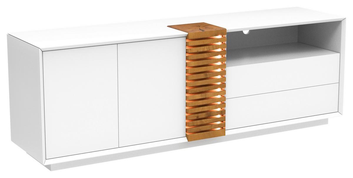 Tv-element Giovanni - barve hrasta/bela, Moderno, leseni material/les (170/56/40cm) - Premium Living